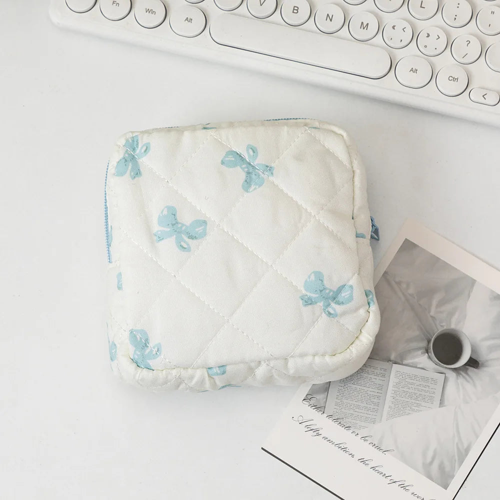 Heart Print Sanitary Napkin Pouch