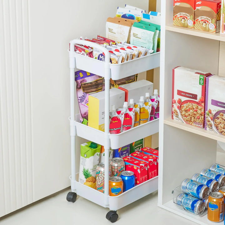 Plastic Rolling Utility Cart – Movable Storage Trolley with Wheels