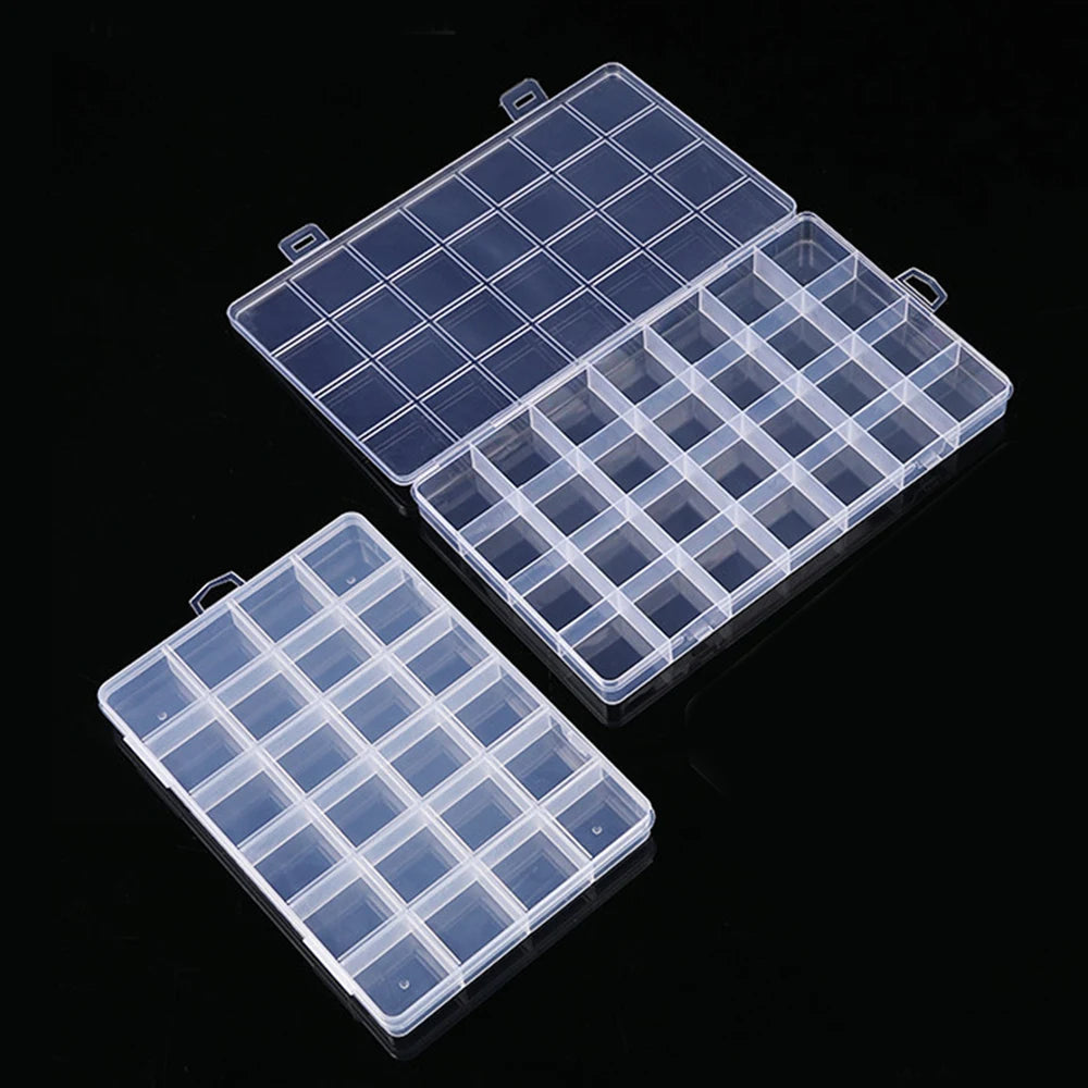 Clear Plastic Organizer Box – 24/28 Grid Jewelry & Craft Storage