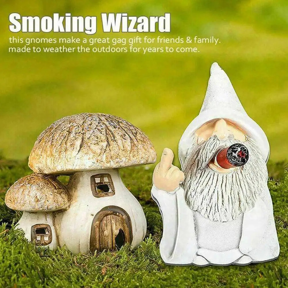 Smoking White Beard Resin Gnome