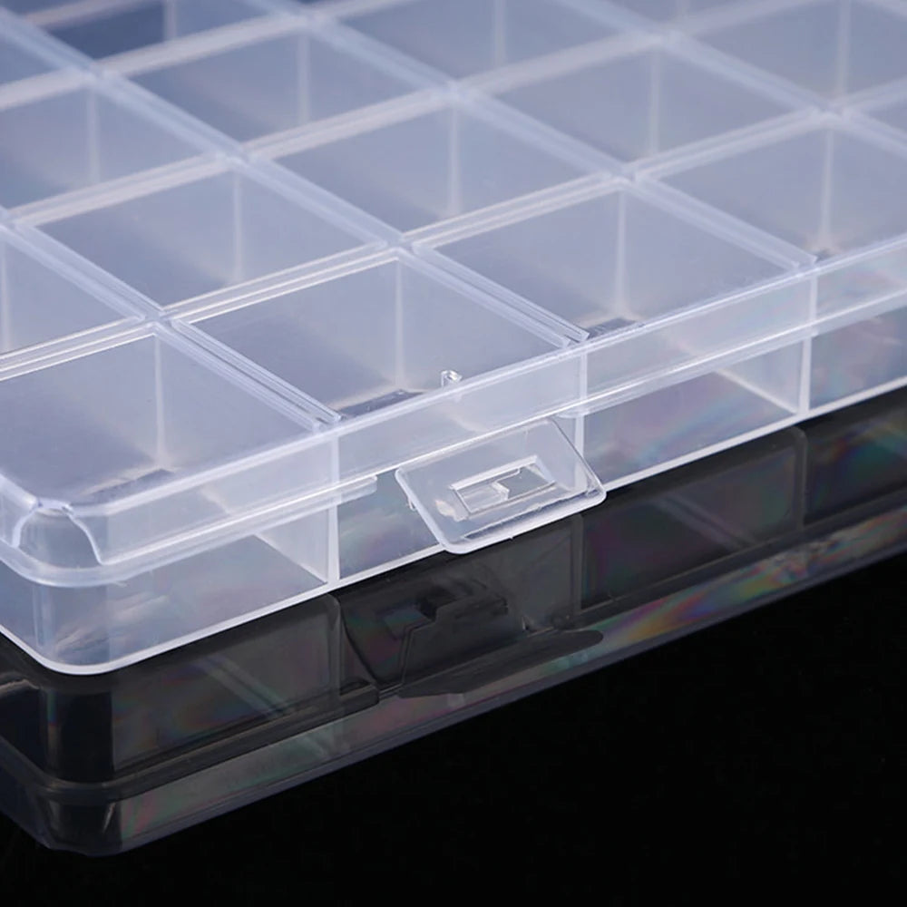 Clear Plastic Organizer Box – 24/28 Grid Jewelry & Craft Storage