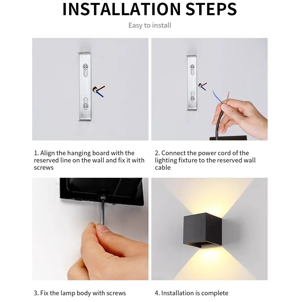 LED Modern Wall Lamp – 6W Adjustable Cube Light for Indoor & Outdoor