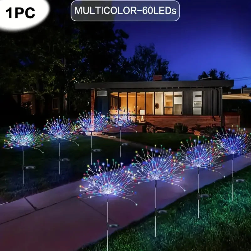 Solar Fireworks Lights – 200 LEDs, 8 Modes, Remote Control, Waterproof