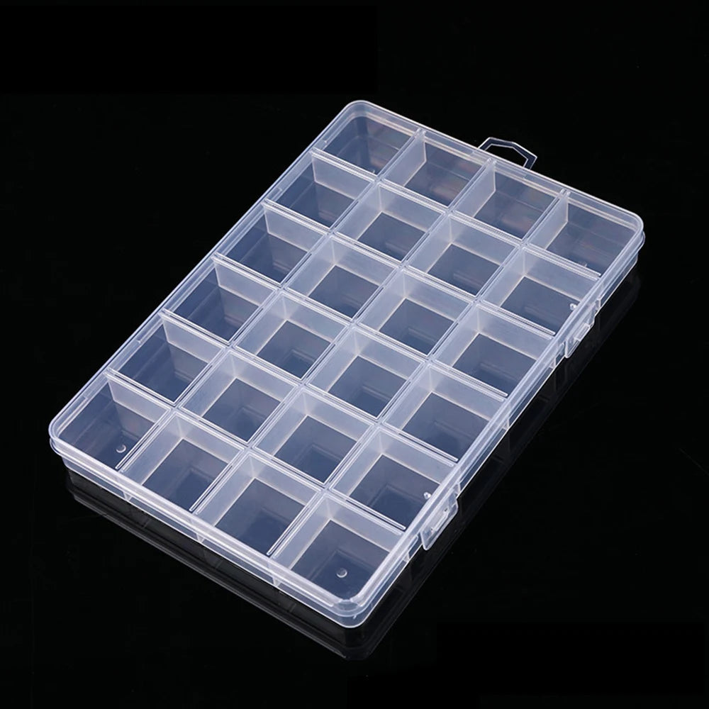 Clear Plastic Organizer Box – 24/28 Grid Jewelry & Craft Storage