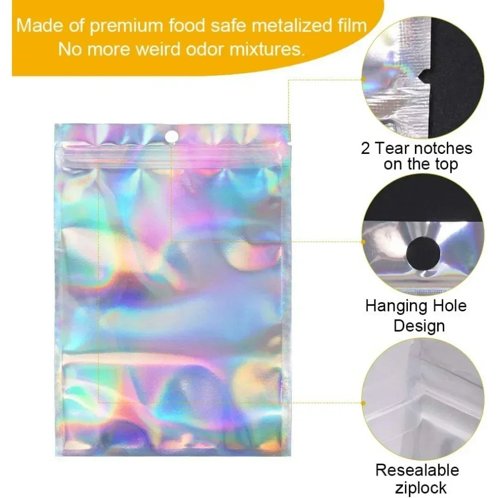 Holographic Resealable Plastic Packaging Bags