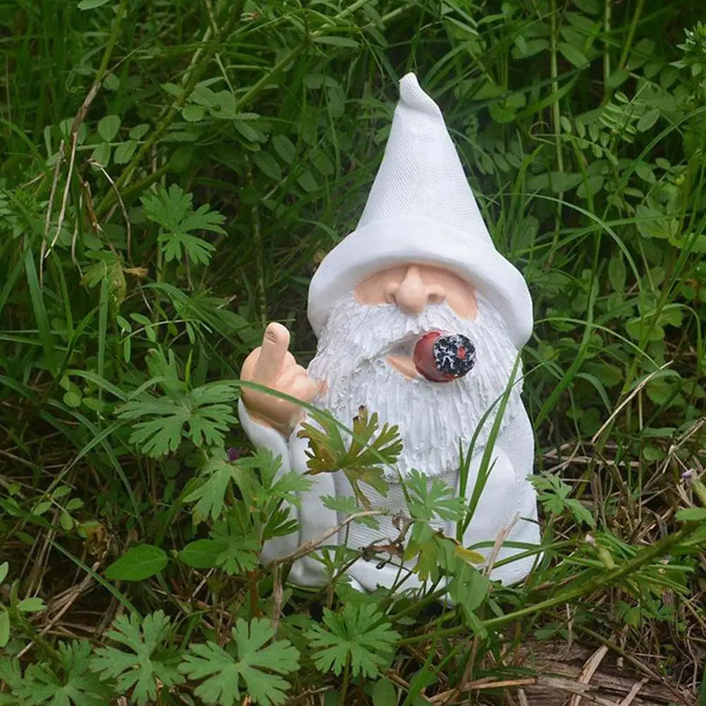Smoking White Beard Resin Gnome
