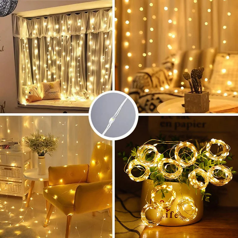 Solar Curtain String Lights