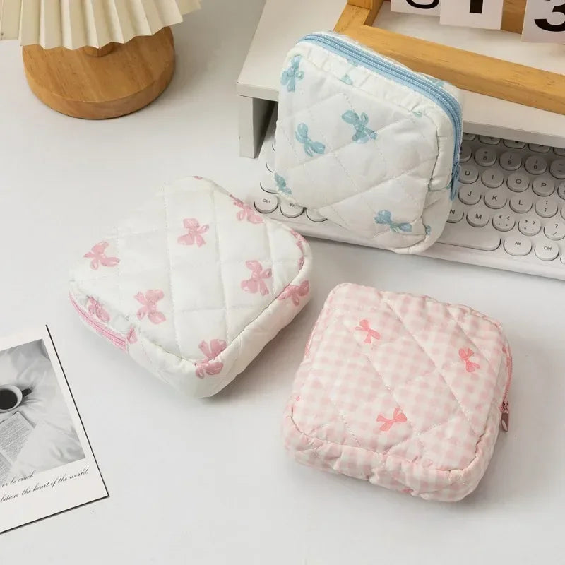Heart Print Sanitary Napkin Pouch
