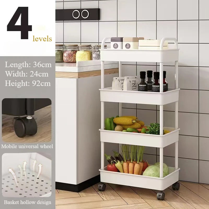 Multi-Layer Storage Cart – Movable Floor Rack with Wheels